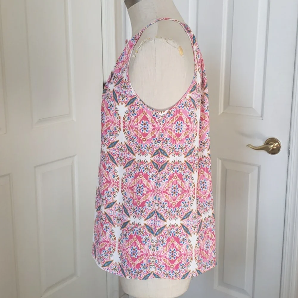 Cremieux Pink Teal Mustard Halter Neck A-Line Top XS - Picture 5 of 13